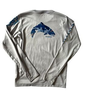 Simms Boys L Mega Trout fishing solar base layer gray oudoor Range Riders L/S